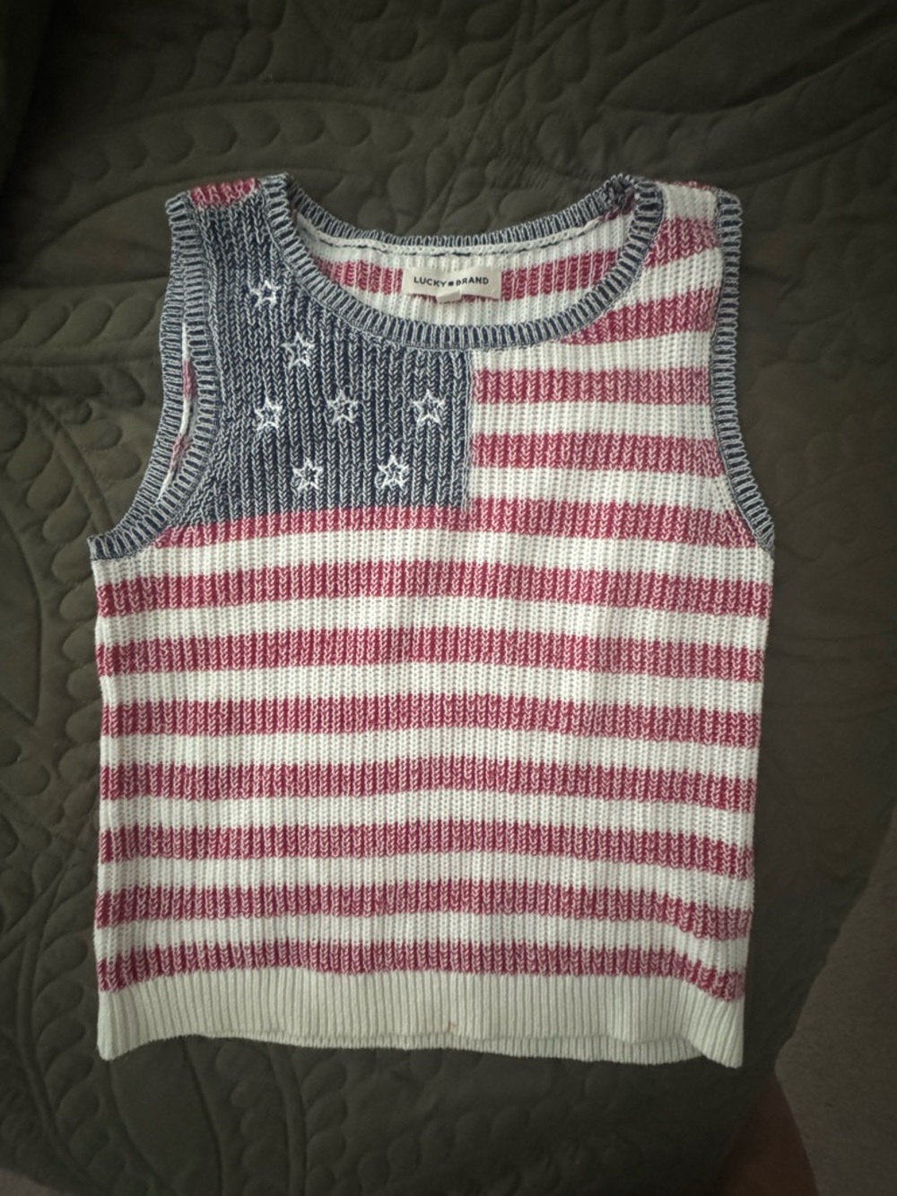 Lucky Brand Red, White & Navy Knit Tank Top